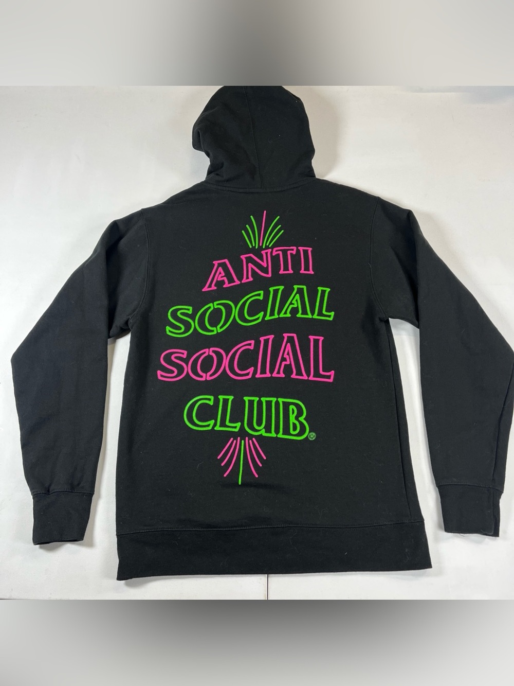 Anti Social Social Club Hoodie Black Green Pink Neon Pullover Sweatshirt Size S